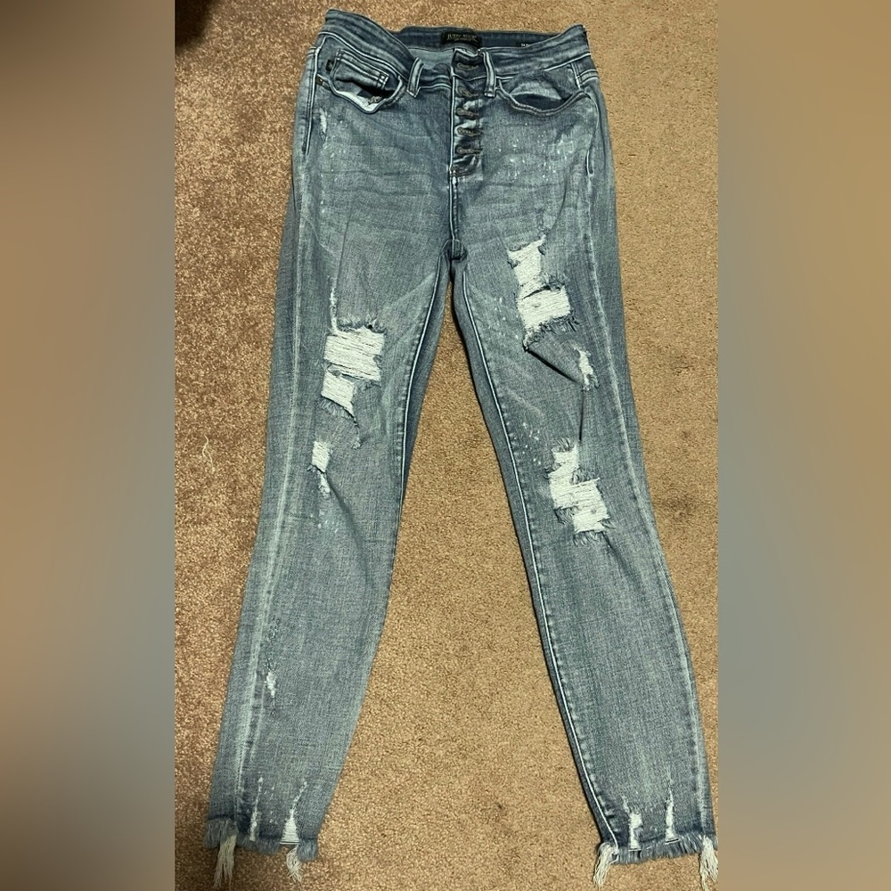 Judy Blue Light Blue Distressed Skinny Jeans